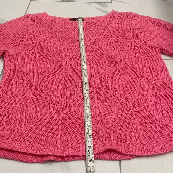 Marbel Pullover Sweater Pink Round Neckline 3/4 Sleeves Chunky Rib Knit Sz XS - Picture 9 of 12